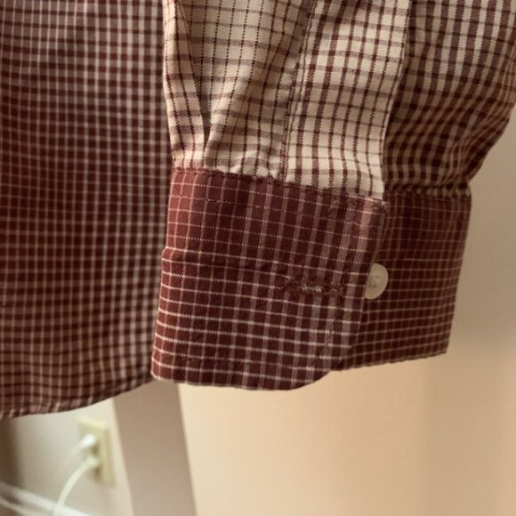 Polo Men’s L Shirt Checkered Brown and Tan Button Down Long Sleeves - Picture 5 of 9